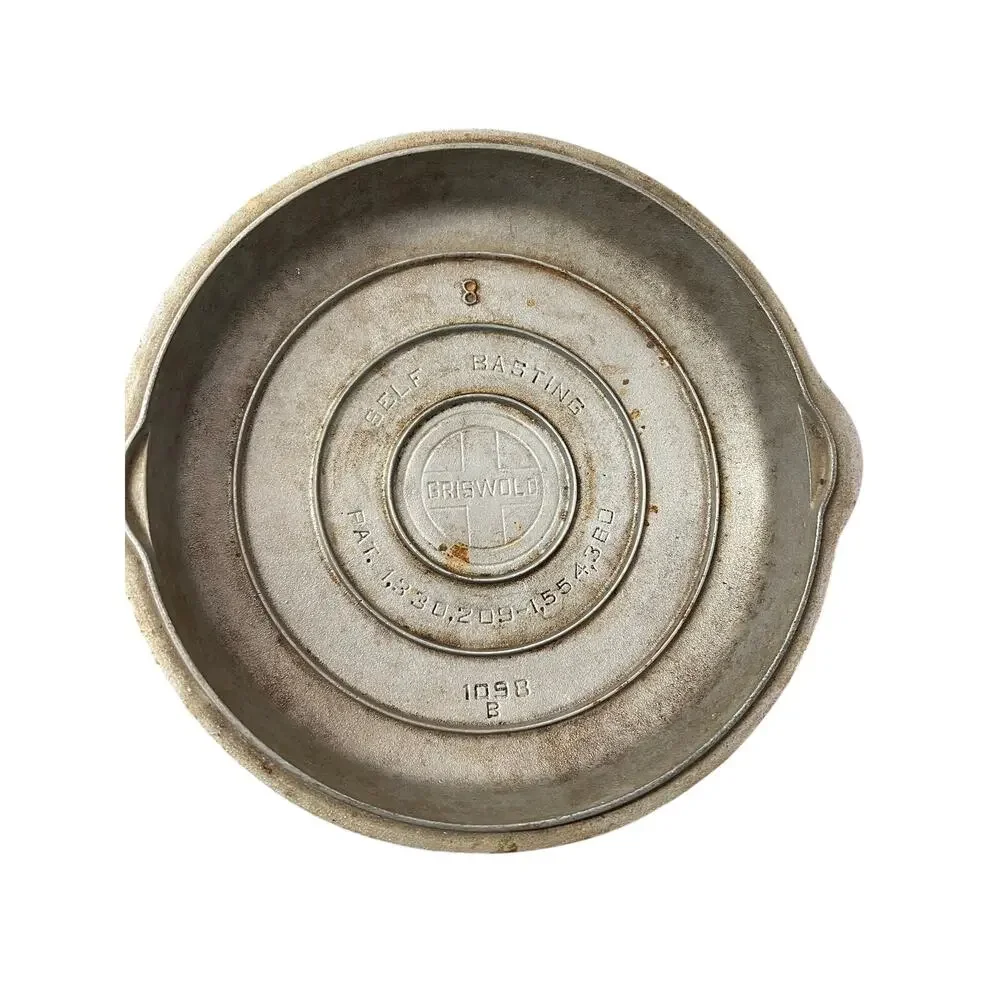 Vintage Griswold No 8 Chrome Cast Iron Chicken Fryer 777 Lid 1098B